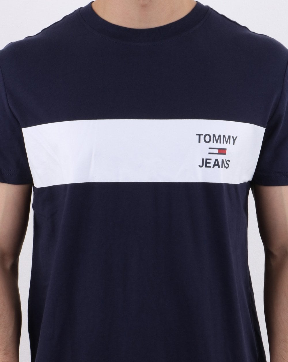 Tommy Hilfiger Chest Stripe Logo T-shirt Navy