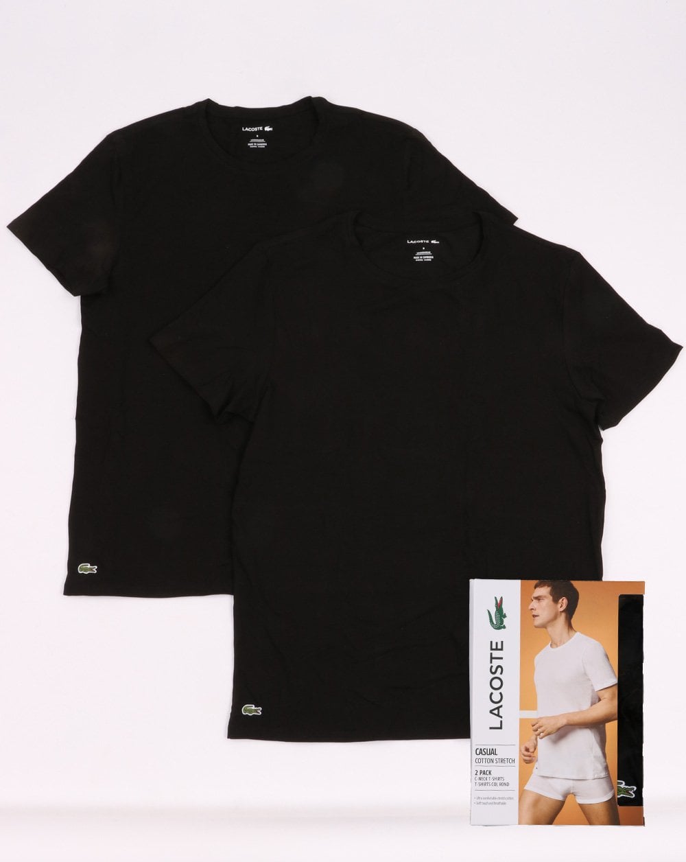 Lacoste Twin Pack Crew Neck T-shirts Black
