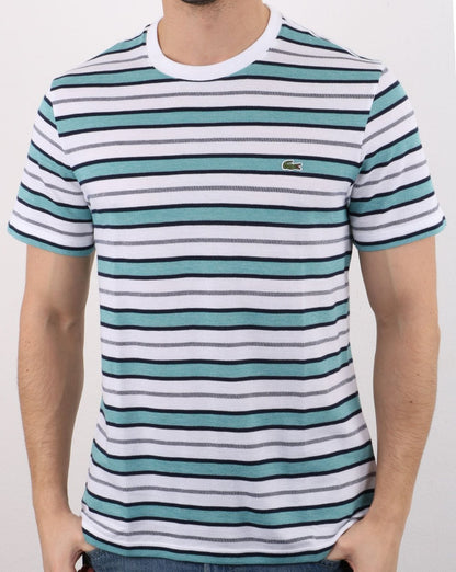 Lacoste Striped T-shirt White/Navy/Turquoise