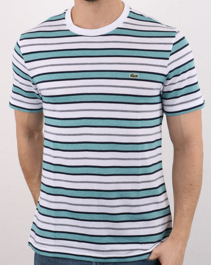 Lacoste Striped T-shirt White/Navy/Turquoise