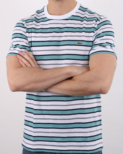 Lacoste Striped T-shirt White/Navy/Turquoise