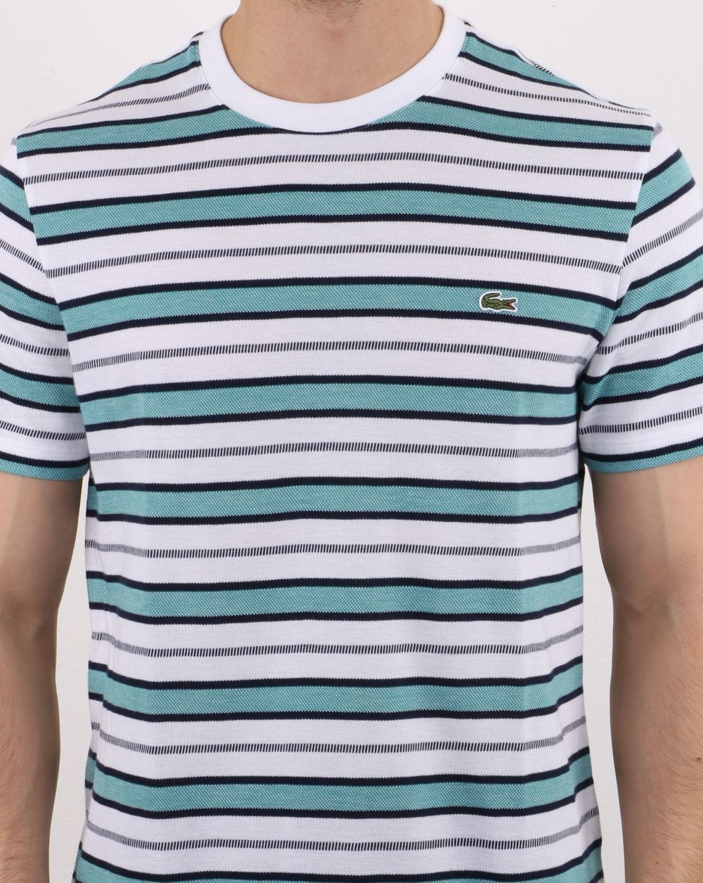 Lacoste Striped T-shirt White/Navy/Turquoise