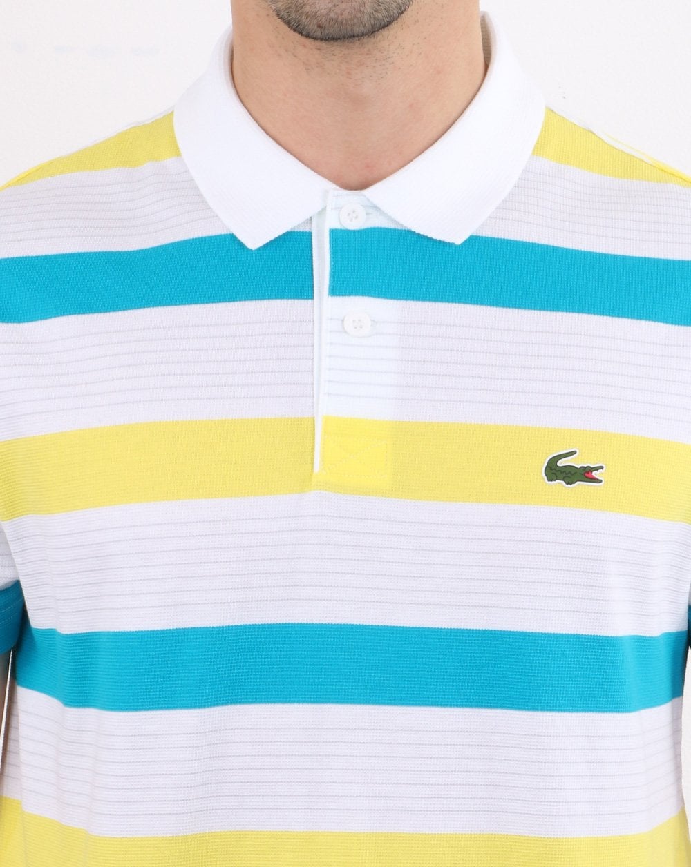 Lacoste Striped Polo Shirt White/lemon/cuba