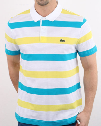 Lacoste Striped Polo Shirt White/lemon/cuba