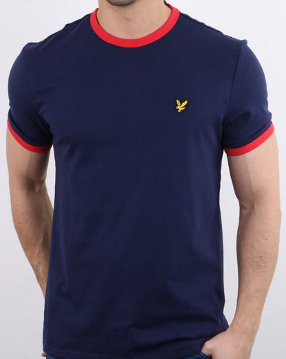 Lyle And Scott Ringer T Shirt Navy/Red