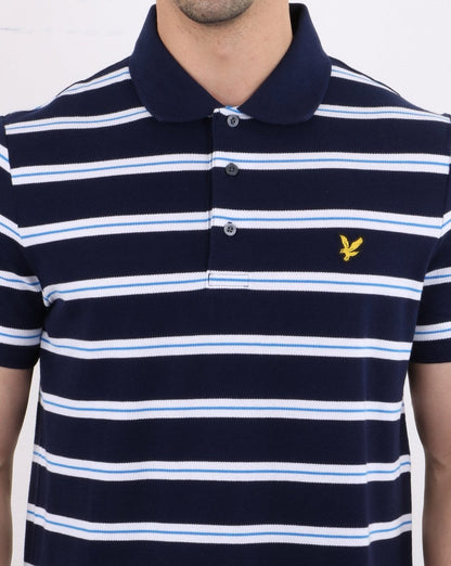 Lyle And Scott Wide Double Stripe Polo Navy