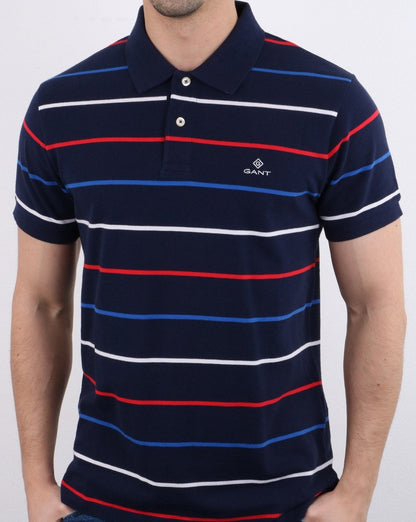 Gant Breton Stripe Polo Shirt Navy Multi
