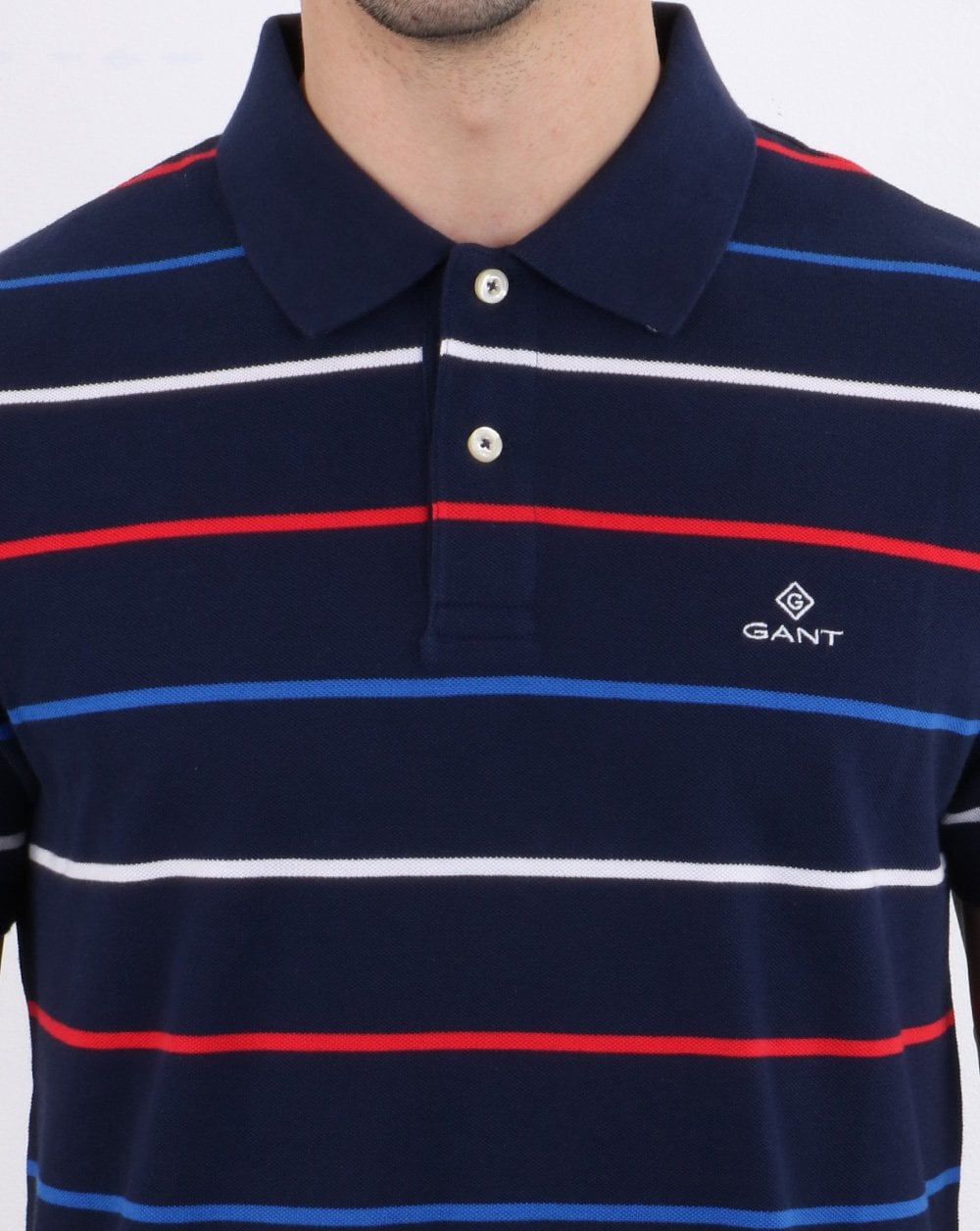 Gant Breton Stripe Polo Shirt Navy Multi
