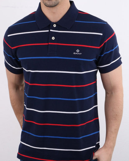 Gant Breton Stripe Polo Shirt Navy Multi