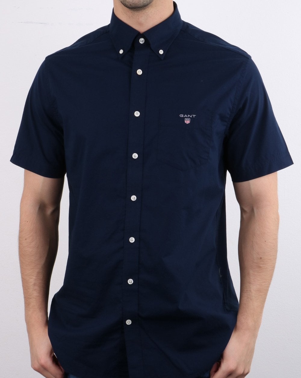 Gant Broadcloth Short Sleeve Shirt Navy