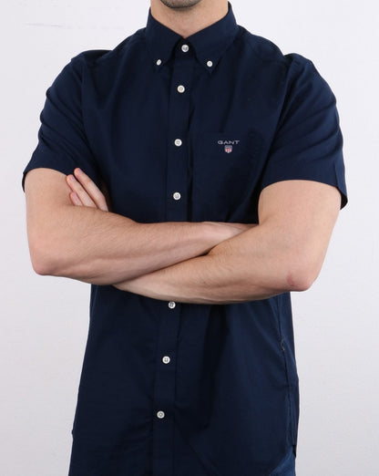 Gant Broadcloth Short Sleeve Shirt Navy