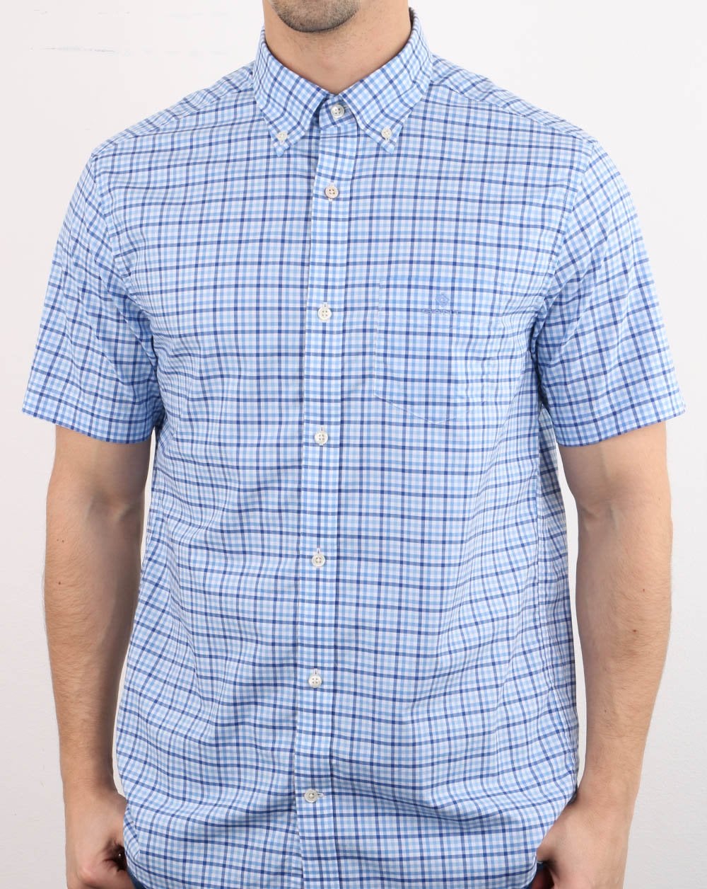 Gant Gingham Short Sleeve Shirt Pacific Blue