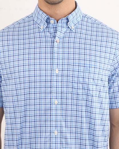 Gant Gingham Short Sleeve Shirt Pacific Blue