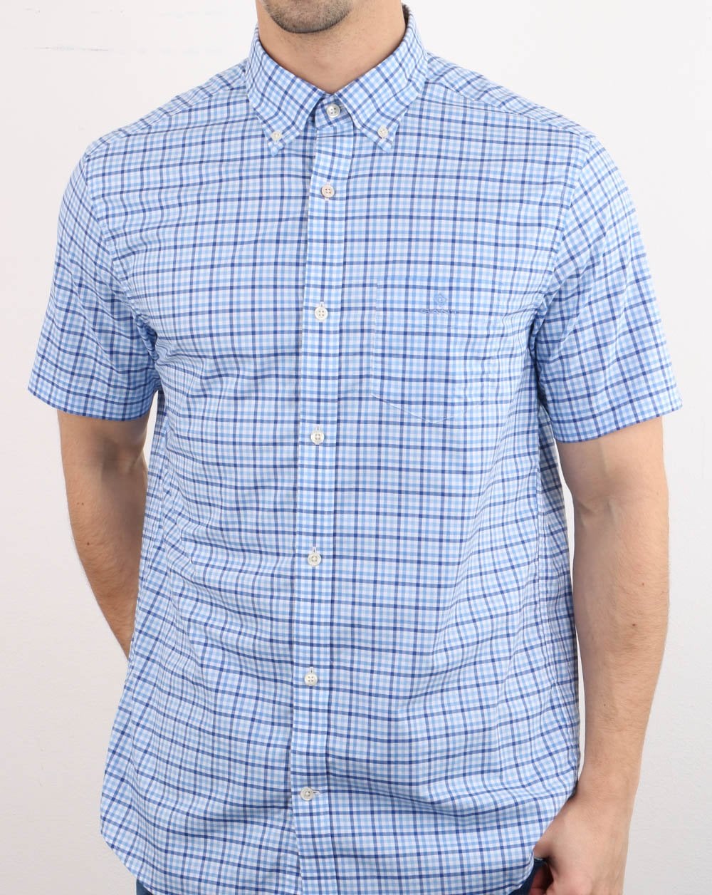 Gant Gingham Short Sleeve Shirt Pacific Blue