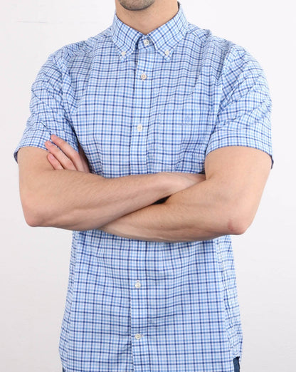 Gant Gingham Short Sleeve Shirt Pacific Blue