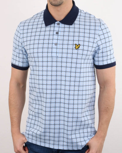 Lyle And Scott Check Polo Shirt Pool Blue