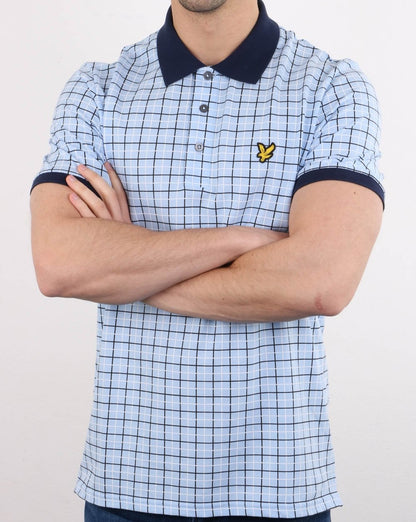 Lyle And Scott Check Polo Shirt Pool Blue