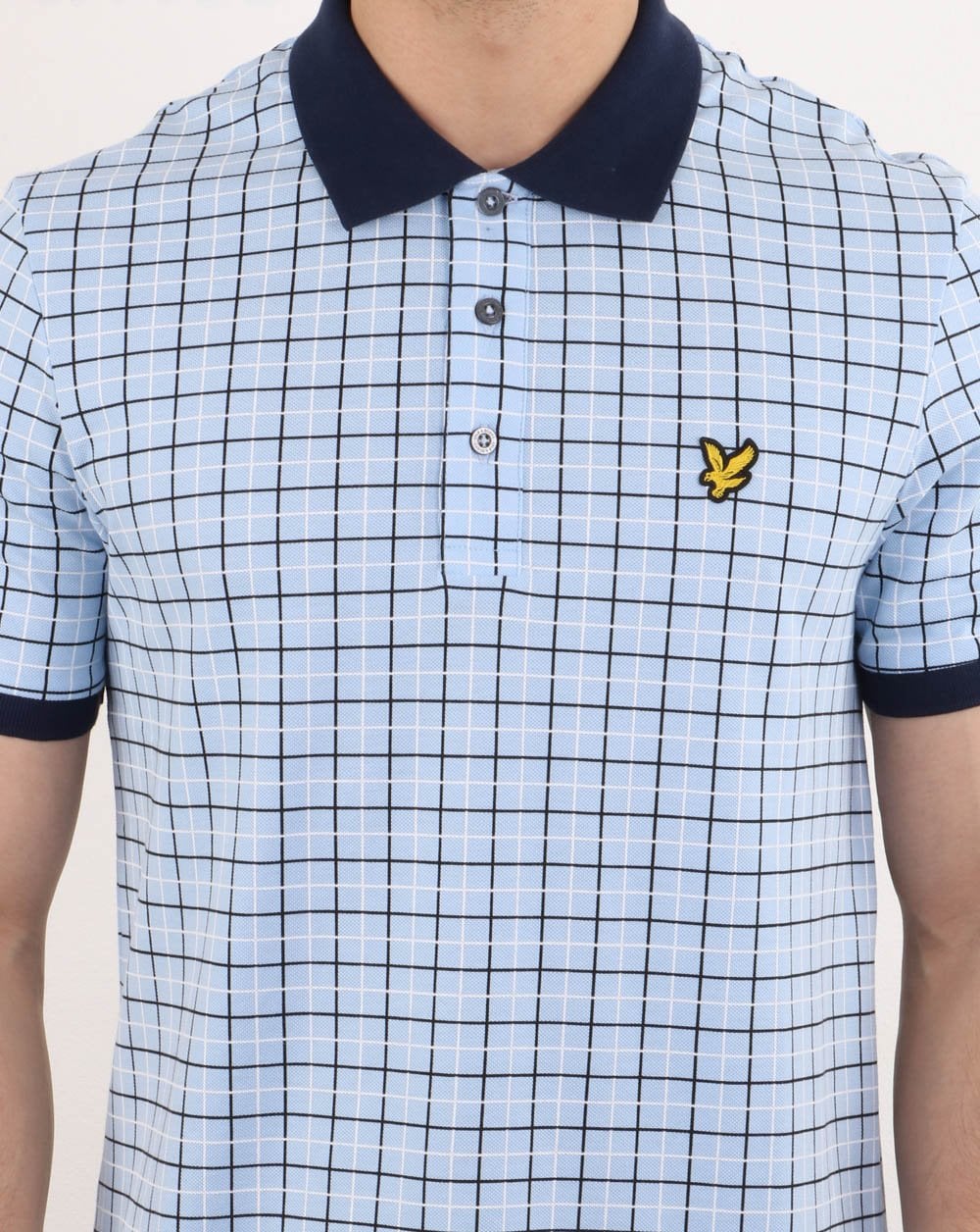 Lyle And Scott Check Polo Shirt Pool Blue