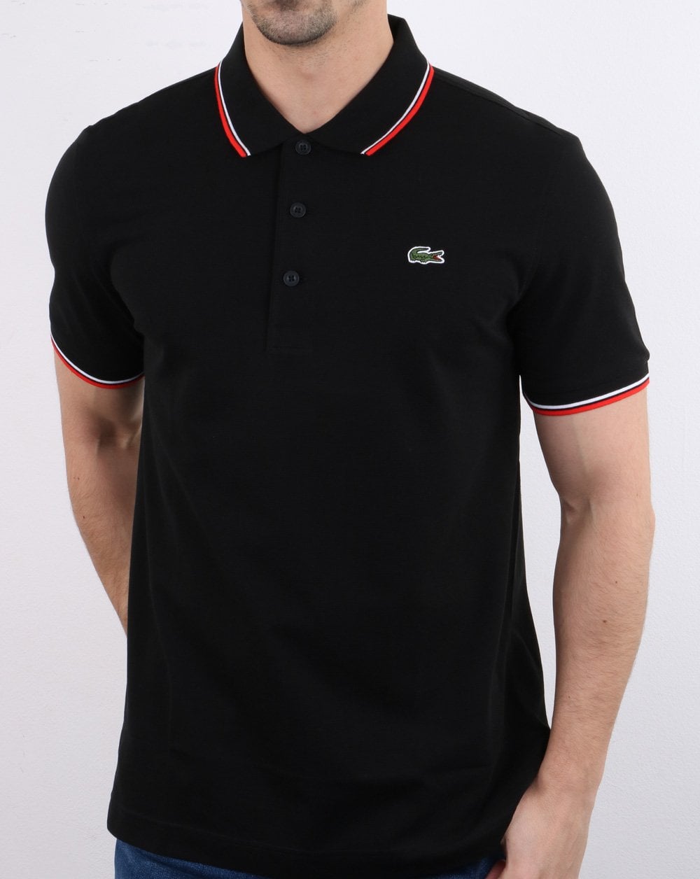 Lacoste Tipped Polo Shirt Black/Red