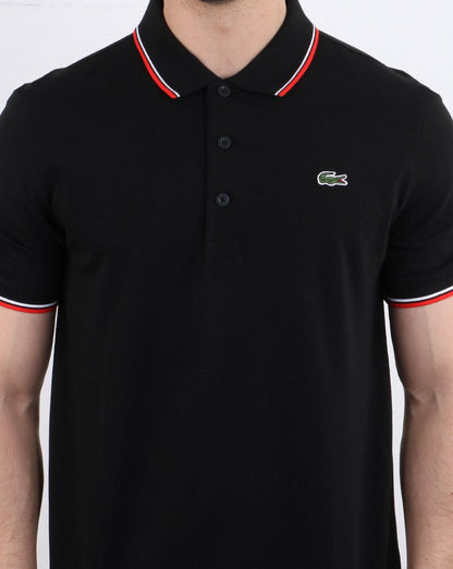 Lacoste Tipped Polo Shirt Black/Red