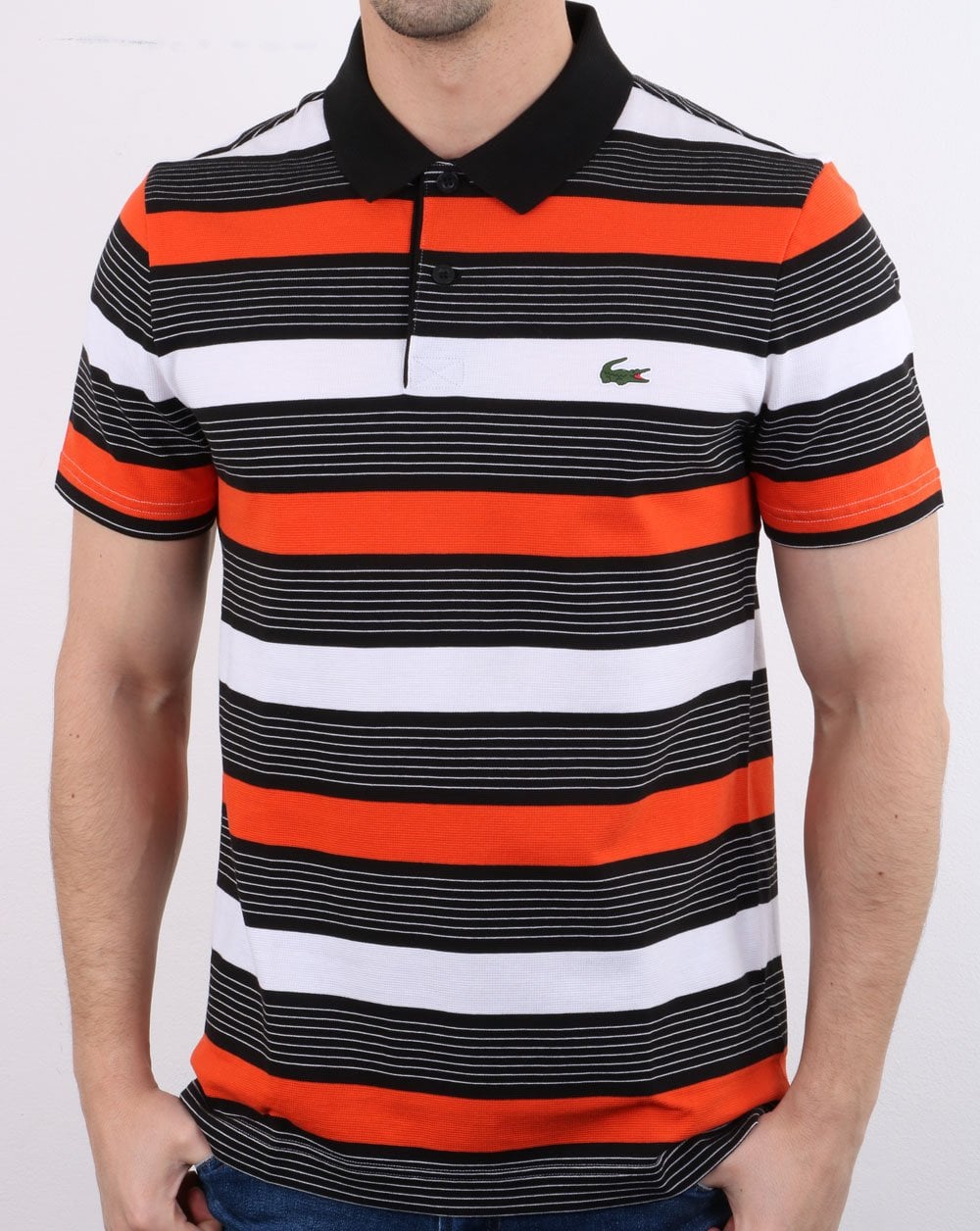 Lacoste Striped Polo Shirt Black/white