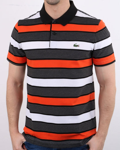 Lacoste Striped Polo Shirt Black/white