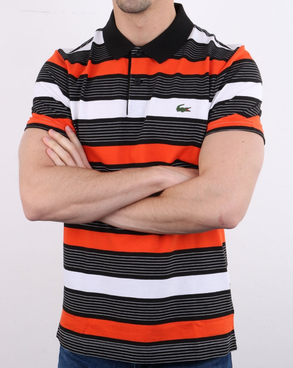 Lacoste Striped Polo Shirt Black/white