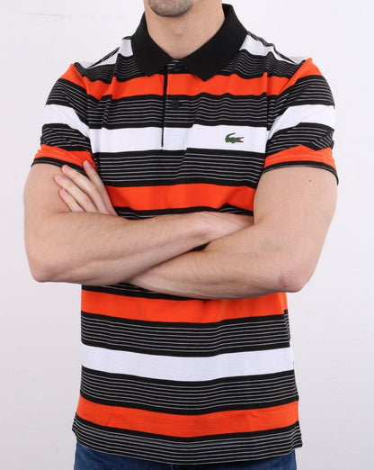 Lacoste Striped Polo Shirt Black/white