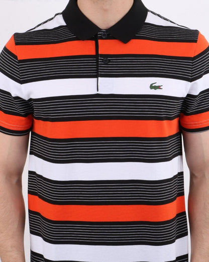 Lacoste Striped Polo Shirt Black/white