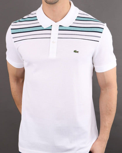 Lacoste Striped Polo Shirt White/Navy
