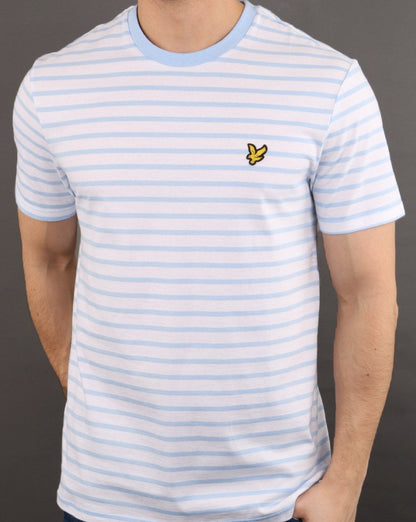 Lyle And Scott Breton Stripe T-shirt Sky Blue/white
