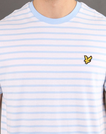 Lyle And Scott Breton Stripe T-shirt Sky Blue/white