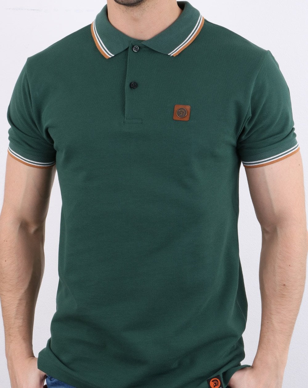 Trojan Tipped Pique Polo Shirt Forest Green