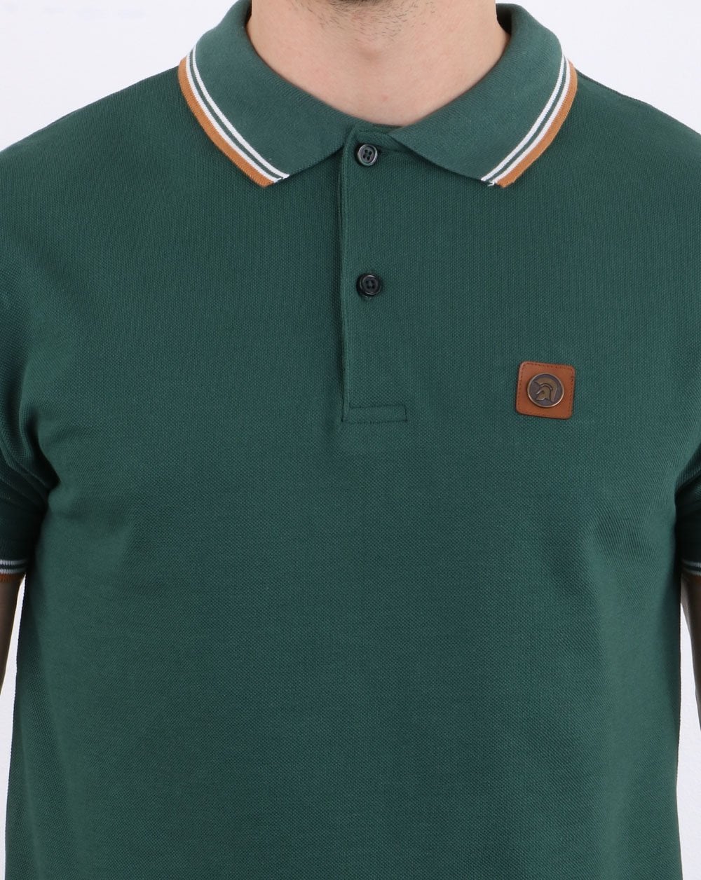 Trojan Tipped Pique Polo Shirt Forest Green