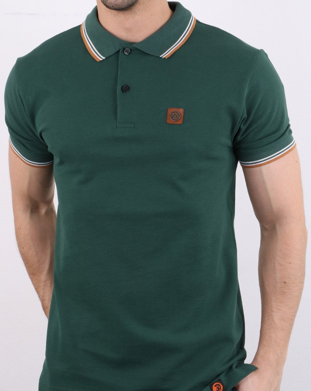 Trojan Tipped Pique Polo Shirt Forest Green