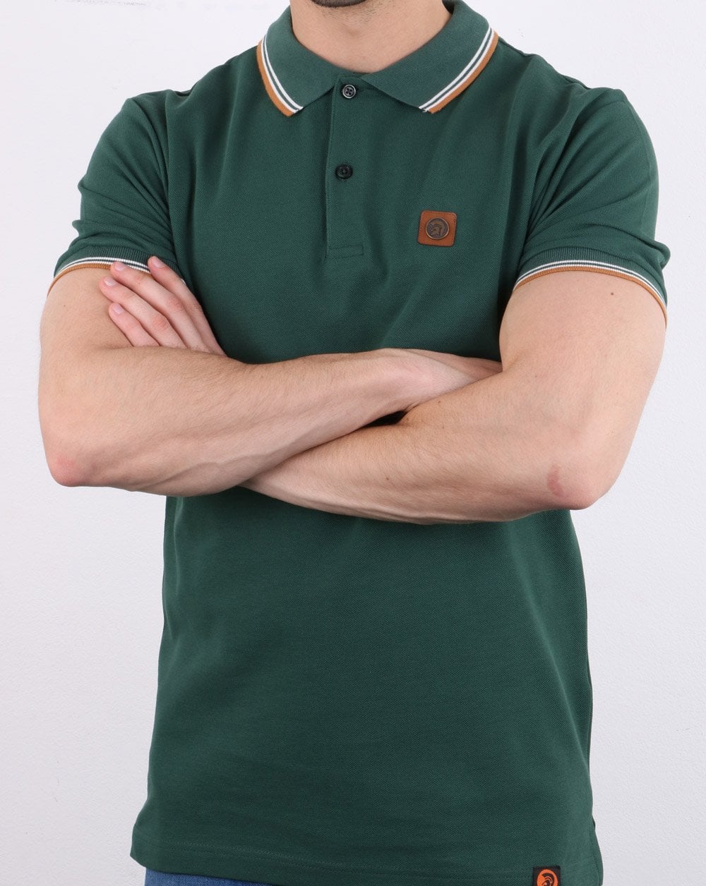 Trojan Tipped Pique Polo Shirt Forest Green