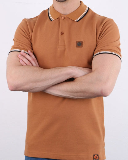 Trojan Tipped Pique Polo Shirt Tan