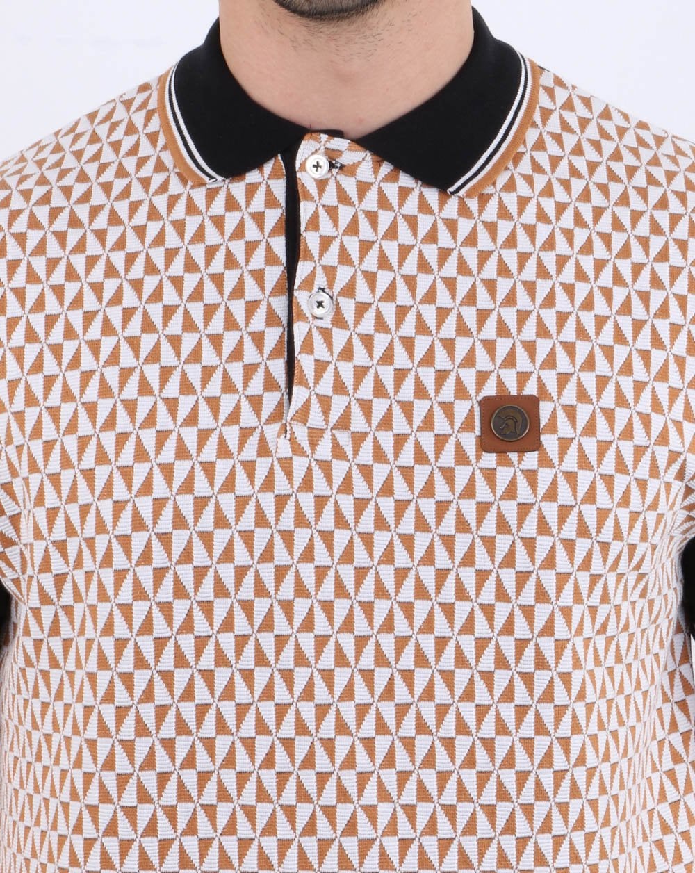 Trojan Diamond Jacquard Polo Shirt Black