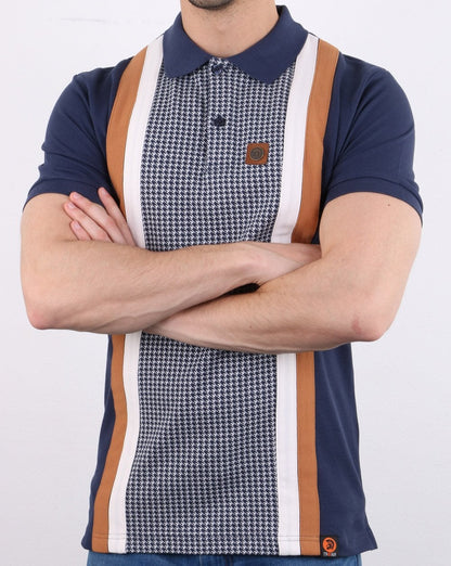 Trojan Houndstooth Polo Shirt Navy