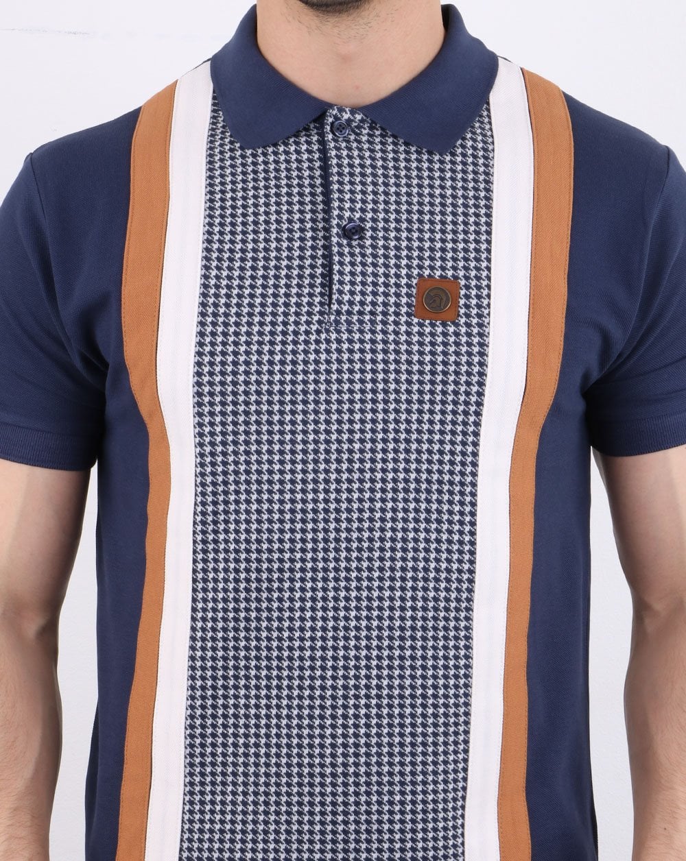 Trojan Houndstooth Polo Shirt Navy
