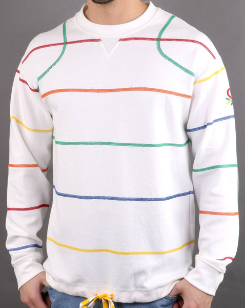 Benetton Striped Sweatshirt Off White
