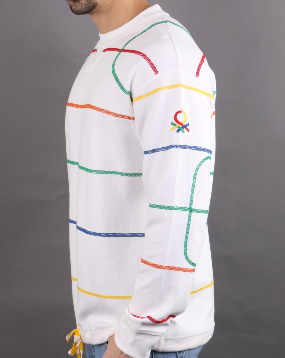 Benetton Striped Sweatshirt Off White
