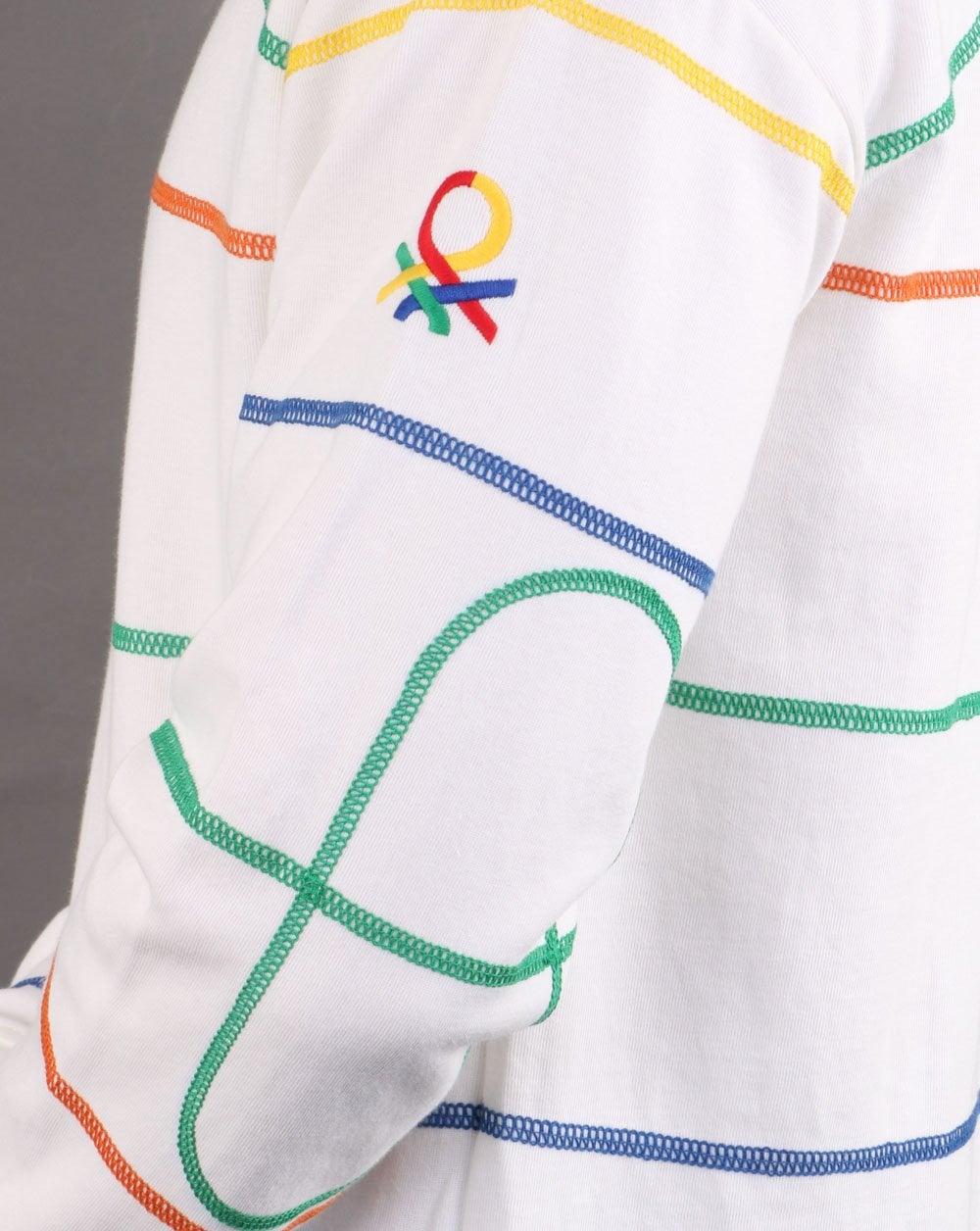 Benetton Striped Sweatshirt Off White