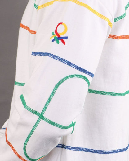 Benetton Striped Sweatshirt Off White