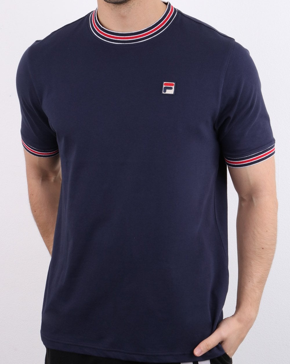 Fila Vintage Retro Ringer T Shirt Navy