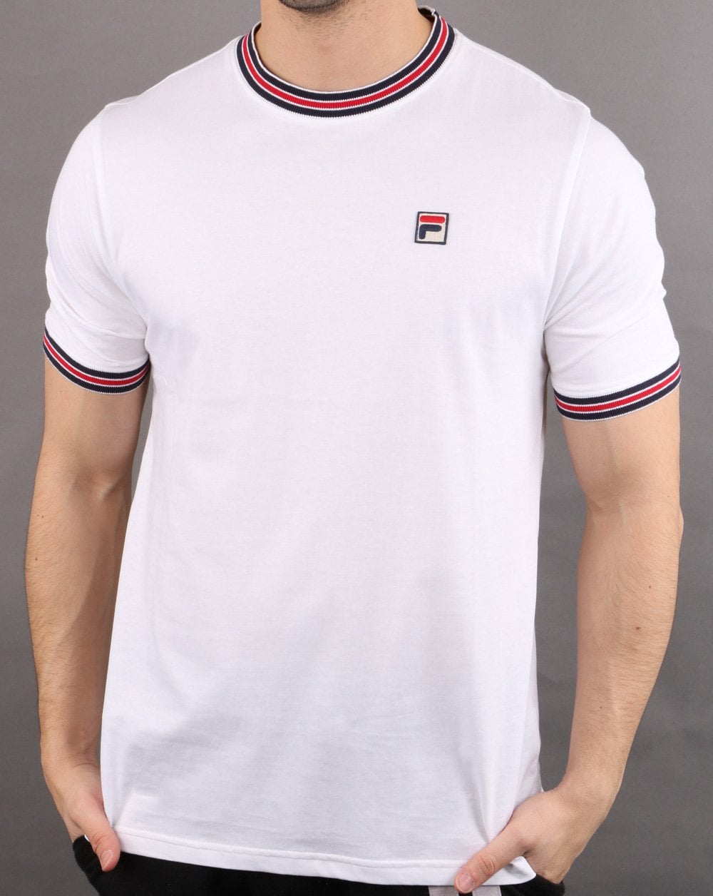 Fila Vintage Retro Ringer T Shirt White
