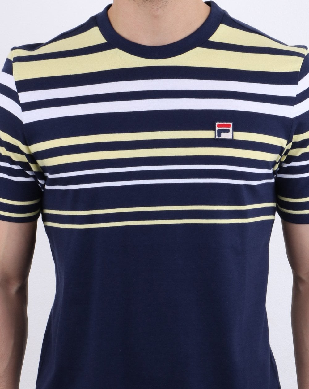 Fila Vintage Business T Shirt Navy/White/Yellow