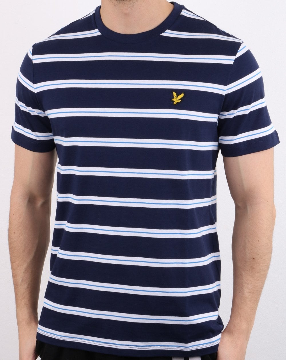 Lyle And Scott Wide Double Stripe T-shirt Navy