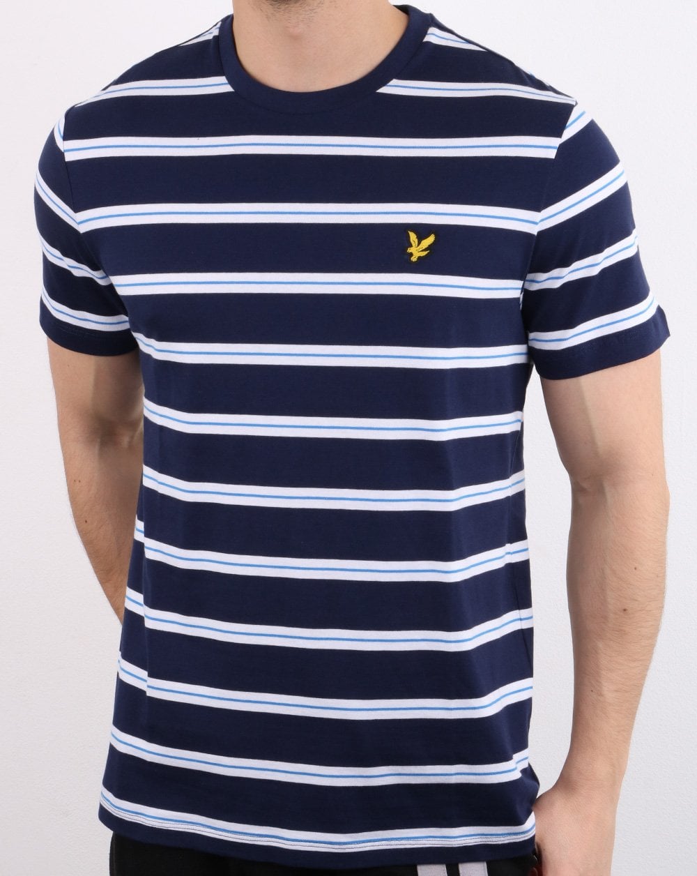 Lyle And Scott Wide Double Stripe T-shirt Navy