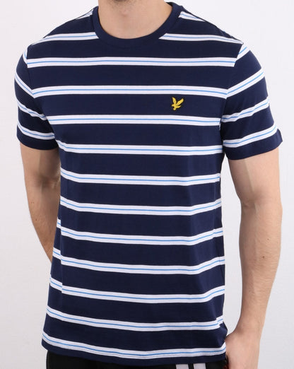 Lyle And Scott Wide Double Stripe T-shirt Navy